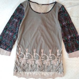 BKE Sheer Open Back Long Sleeve